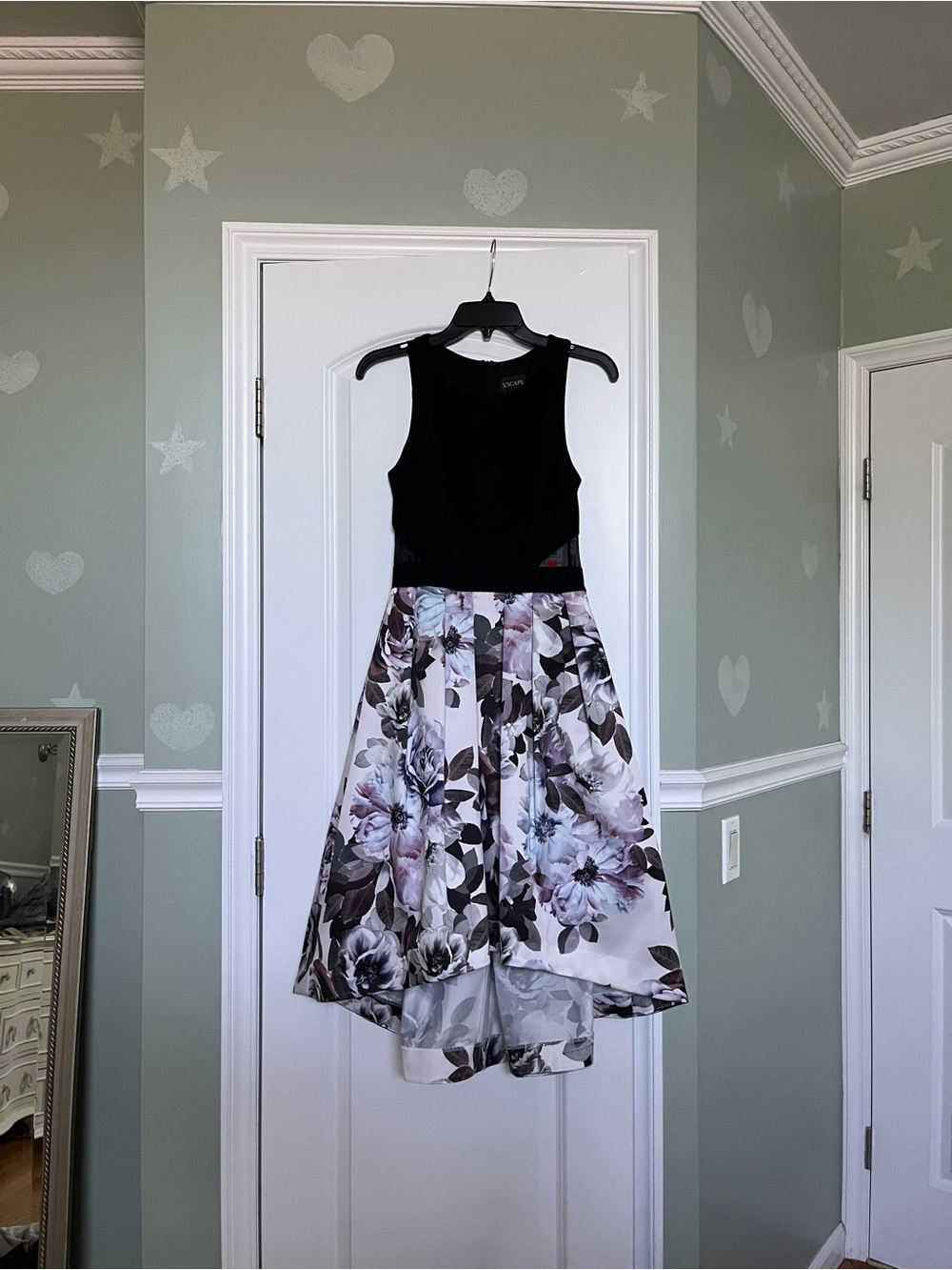 Black Sleeveless Top Floral High-Low Midi Dress